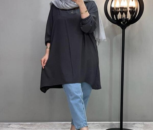 عکس ابروبادی مدل مانتو راحتی جلو بسته