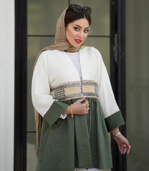 عکس مدل مانتو دو رنگ دخترانه