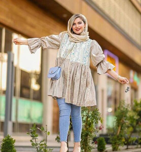 عکس مدل مانتو دو رنگ دخترانه