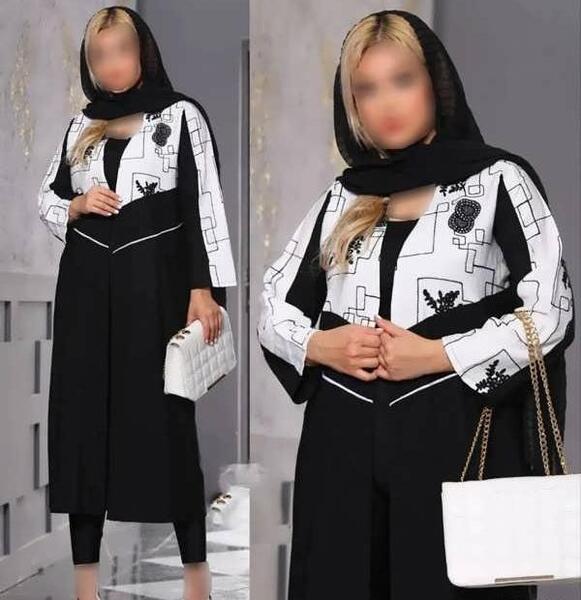 عکس مدل مانتو دو رنگ دخترانه