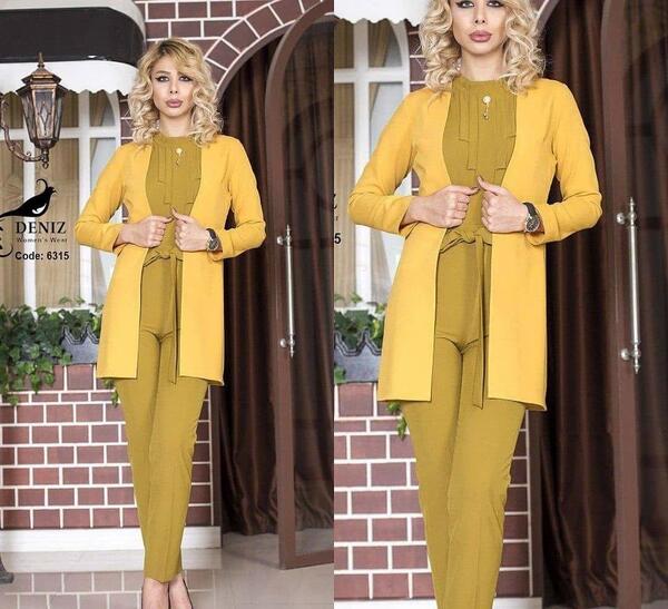 عکس مدل مانتو خردلی شیک و مجلسی