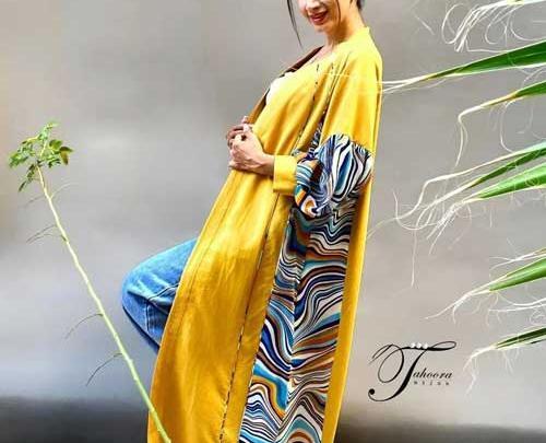 عکس مدل مانتو خردلی شیک و مجلسی