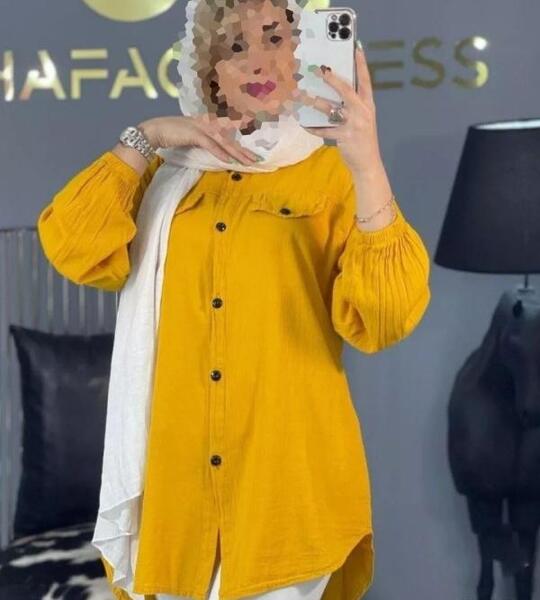 عکس مدل مانتو خردلی شیک و مجلسی