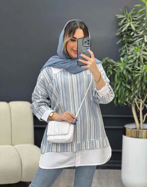 عکس مدل مانتو خاکستری ترکیبی