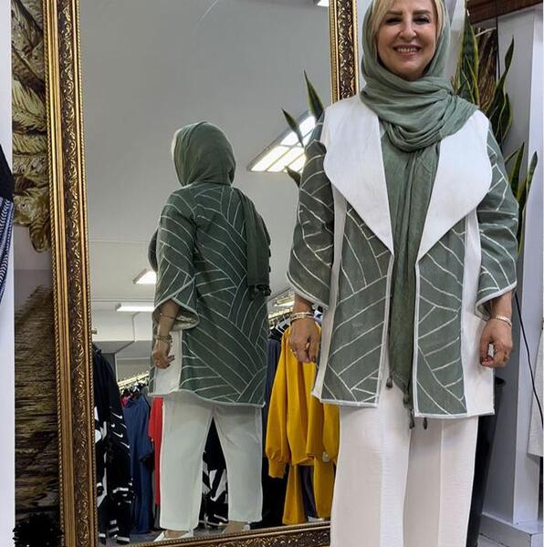 عکس مدل مانتو خاکستری ترکیبی