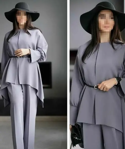 عکس مدل مانتو خاکستری ترکیبی