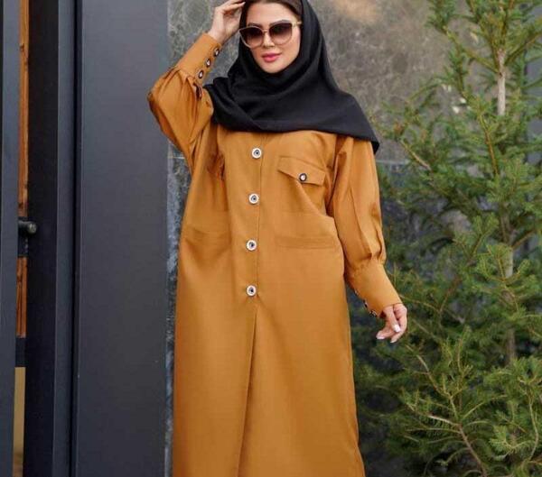 عکس مدل مانتو خردلی بلند