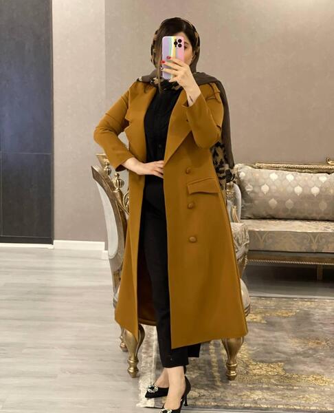عکس مدل مانتو خردلی بلند