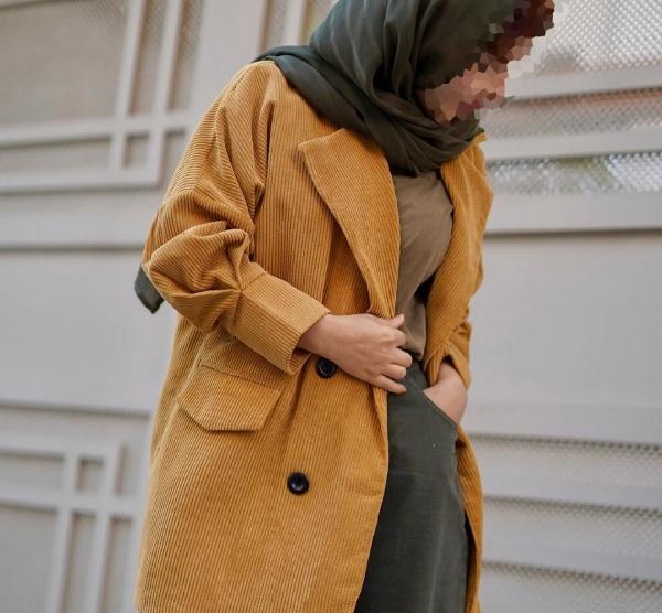 عکس مدل مانتو خردلی بلند
