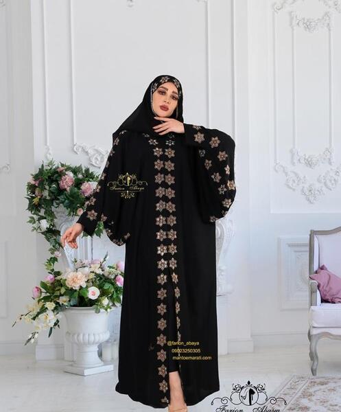 عکس مدل مانتو خفاشی بلند مشکی