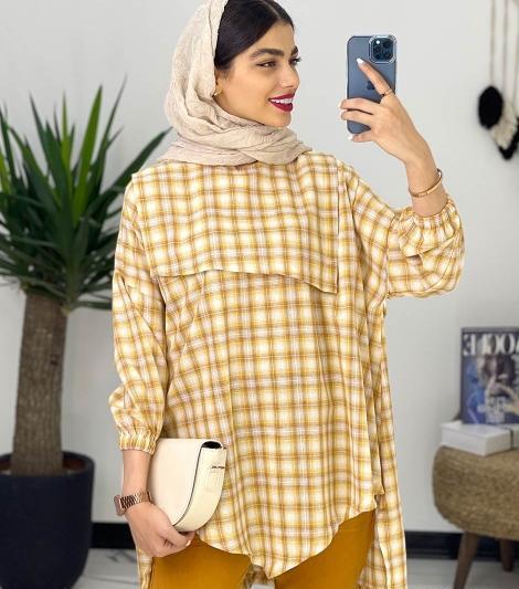 عکس مدل مانتو تابستانی جلو بسته چهارخونه