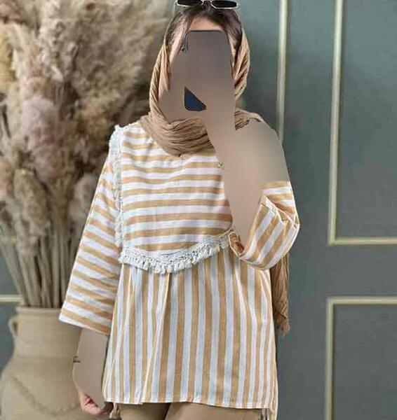 عکس مدل مانتو جلو بسته با پارچه نخی