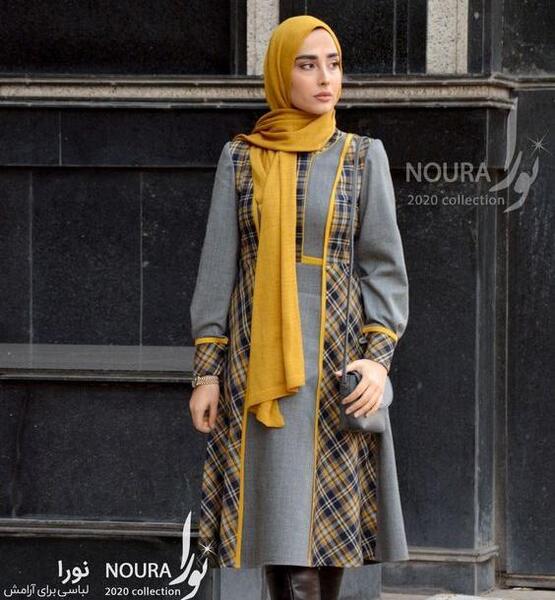 عکس مدل مانتو ترکیبی دو پارچه اینستاگرام