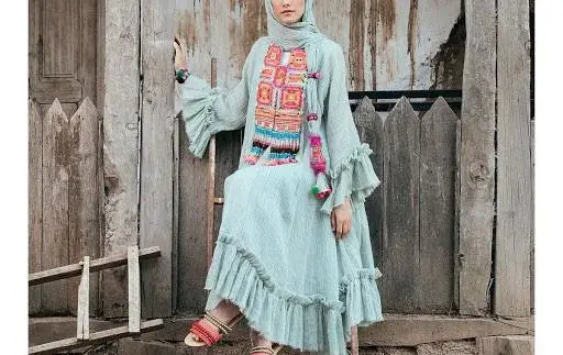 عکس مدل مانتو ترکیبی دو پارچه دخترانه