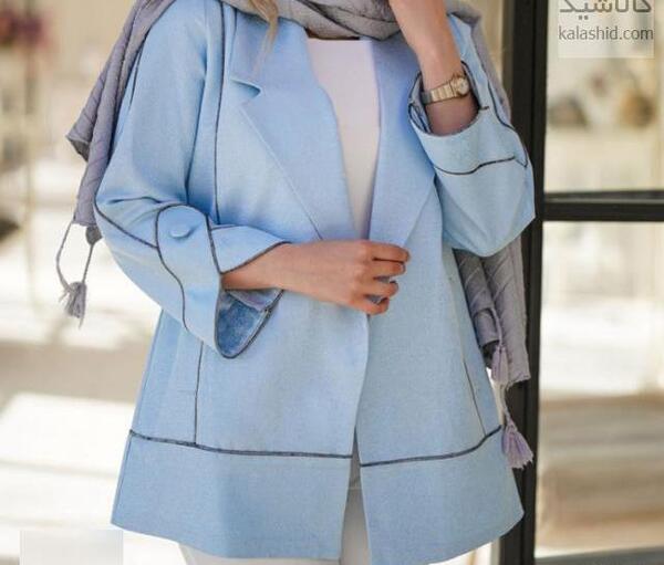 عکس مدل مانتو کوتاه آبی روشن