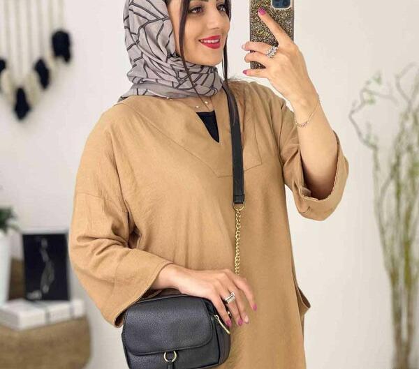 عکس مدل مانتو استین پفی جلو بسته