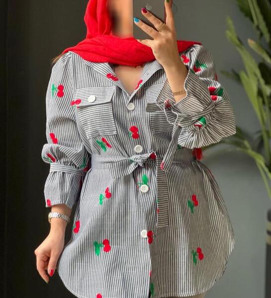 عکس مدل مانتو اسپرت دخترانه با پارچه راه راه