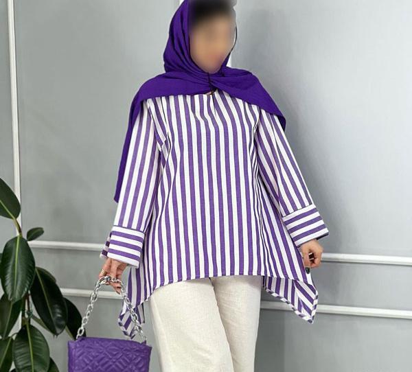 عکس مدل مانتو اسپرت دخترانه با پارچه راه راه