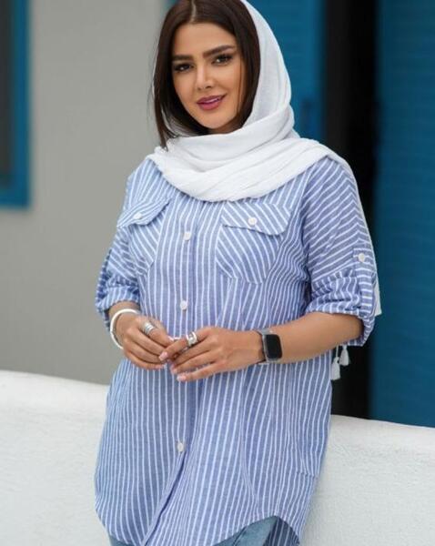 عکس مدل مانتو اسپرت دخترانه با پارچه راه راه