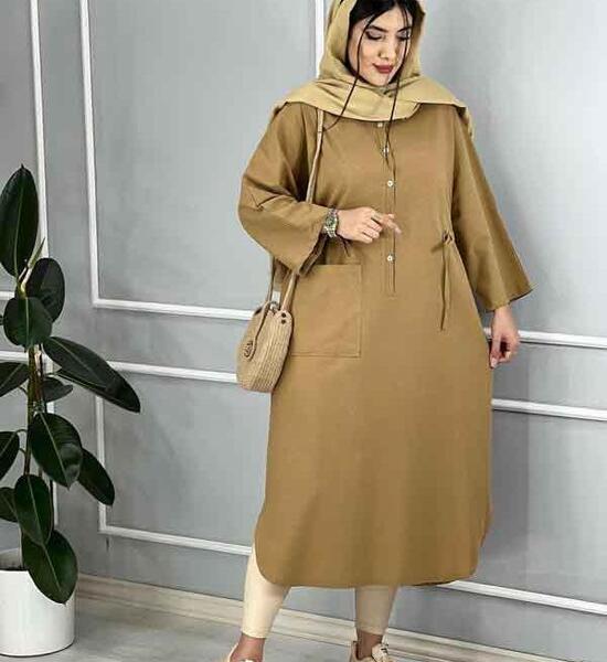 عکس مانتو بلند جلو بسته دکمه دار