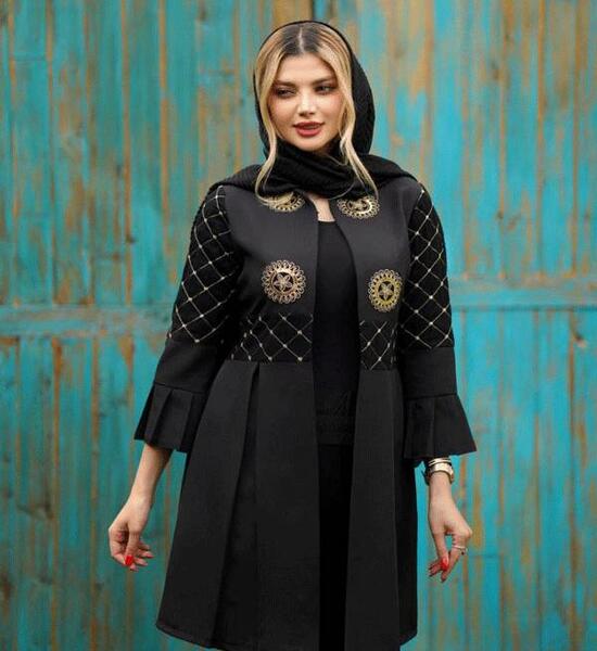 عکس مدل مانتو مشکی کوتاه جدید دخترانه