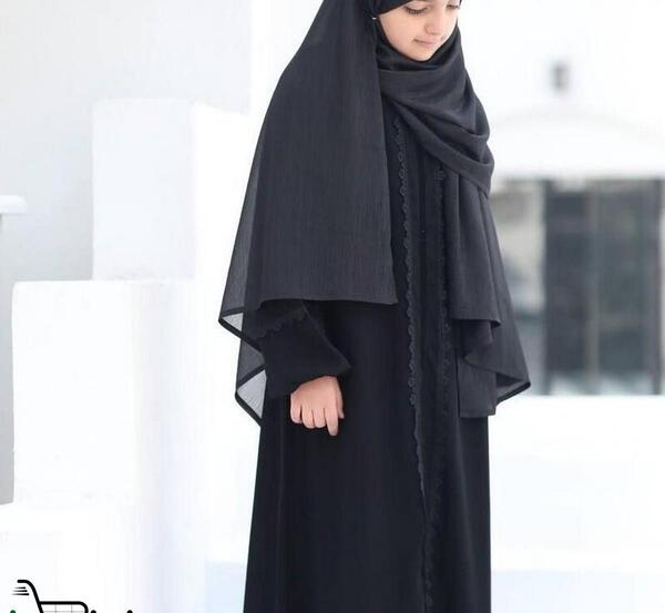 عکس مدل مانتو عبایی مجلسی مشکی دخترانه جدید