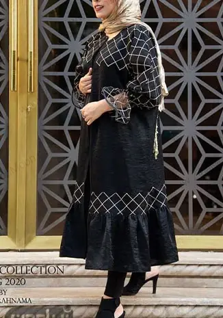 عکس مدل مانتو مشکی بلند جدید دخترانه