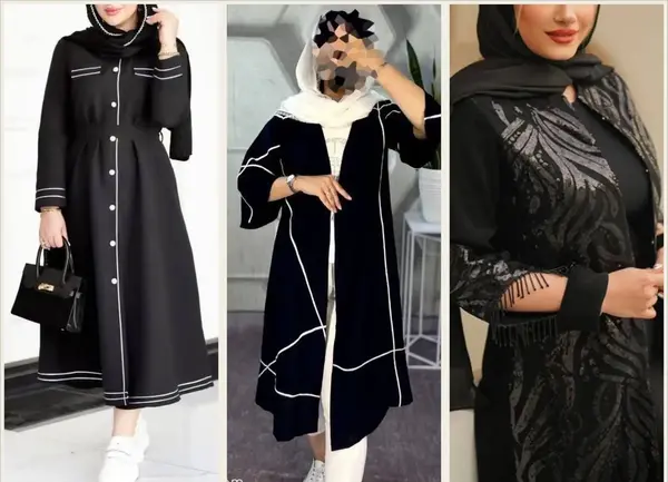 عکس مدل مانتو مشکی بلند جدید دخترانه
