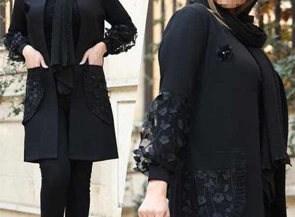 عکس مدل مانتو ابروبادی مشکی دخترانه جدید