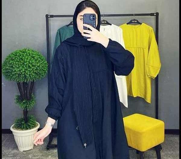 عکس مدل مانتو ابروبادی مشکی دخترانه جدید