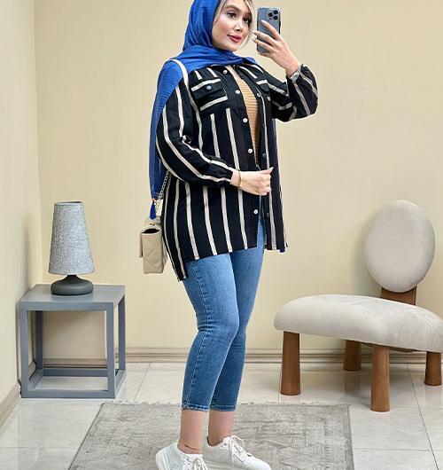 عکس مانتو راه راهی