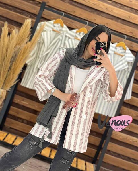 عکس مانتو با پارچه راه راه