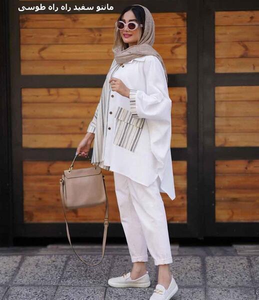 عکس مانتو سفید کوتاه دخترانه