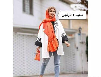 عکس مانتو سفید با شلوار مشکی