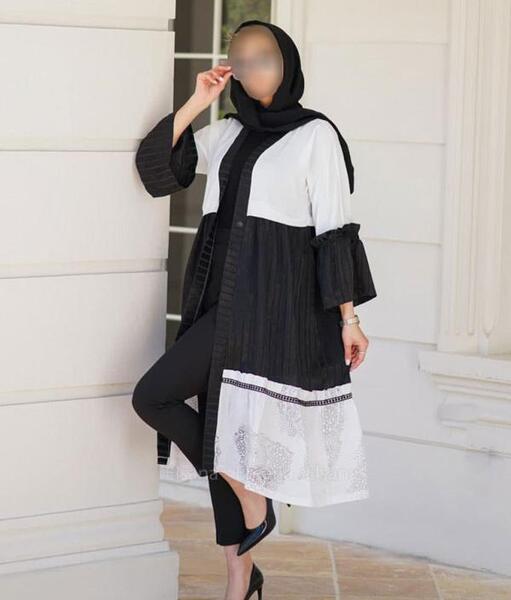 عکس مانتو سیاه سفید دخترانه