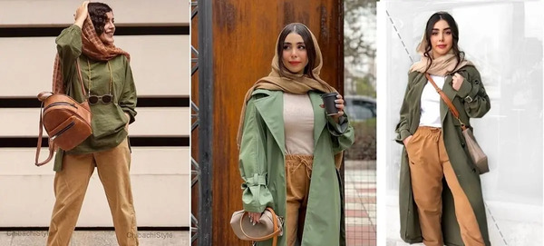 عکس مانتو سبز با شلوار سفید