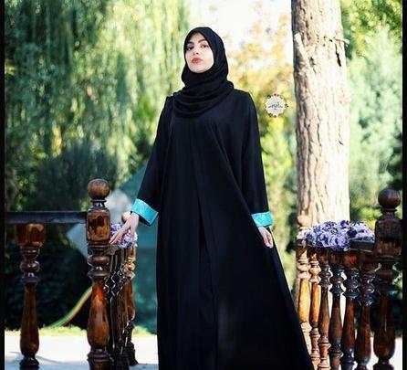 عکس مانتو مشکی بلند جلو بسته