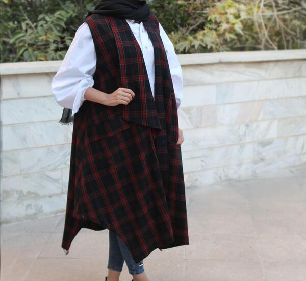 عکس مدل مانتو چهارخونه زمستانی جدید