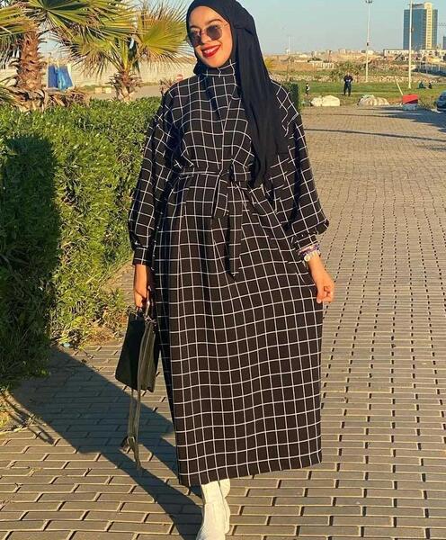 عکس مدل مانتو چهارخونه جدید بلند
