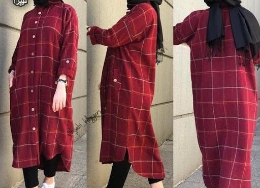 عکس مدل مانتو چهارخونه جدید بلند