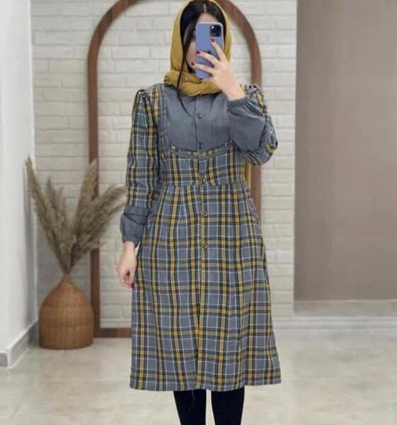 عکس مدل مانتو چهارخونه جدید بلند