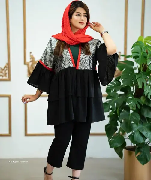 عکس مدل مانتو چین دار جدید کوتاه