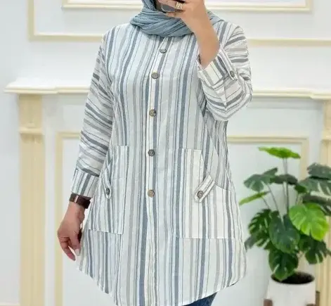 عکس مدل مانتو جدید راه راه نخی