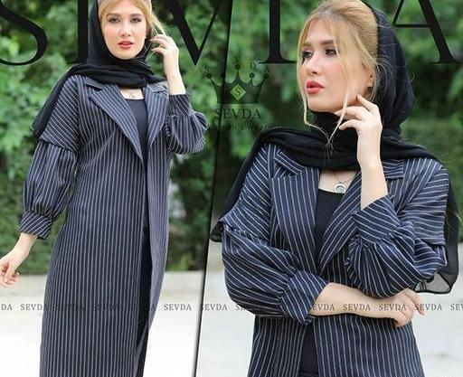 عکس مدل مانتو جدید با پارچه راه راهی