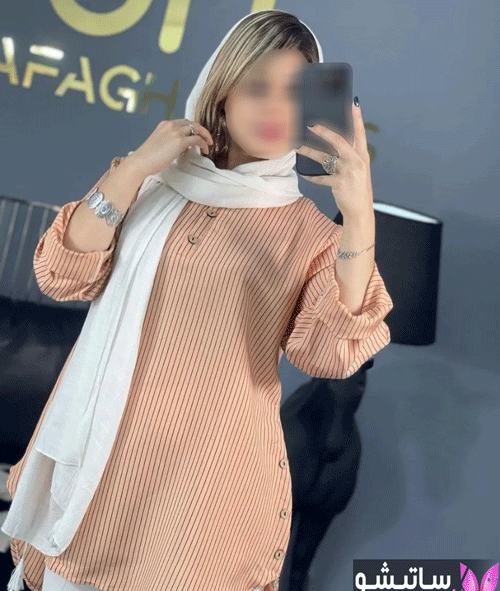 عکس مدل مانتو جدید با پارچه لنین راه راه