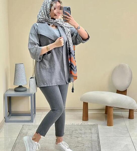 عکس مدل مانتو جدید با پارچه لنین راه راه