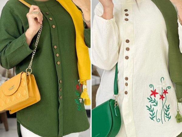 عکس مدل مانتو جدید کوتاه دکمه دار