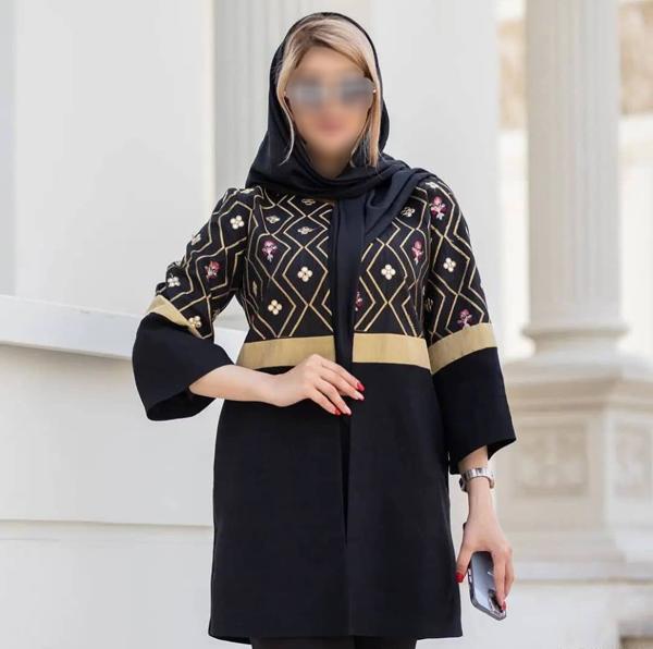 عکس مدل مانتو جدید ترکیبی گلدار و ساده
