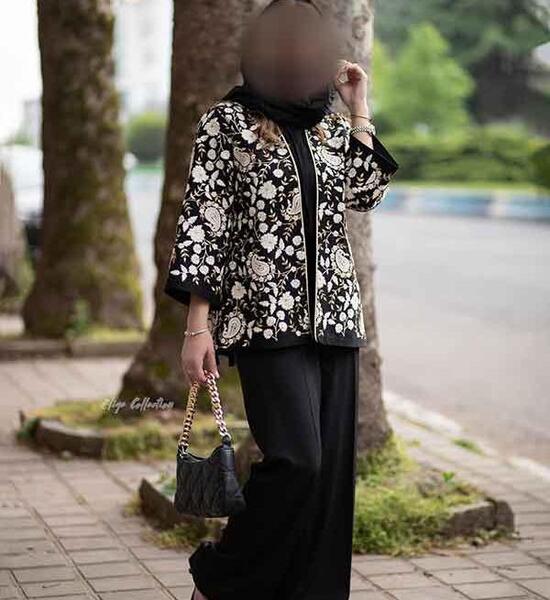 عکس مدل مانتو جدید گیپور مشکی