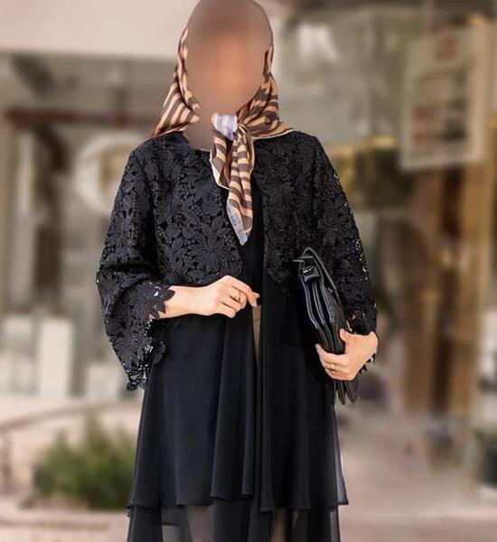 عکس مدل مانتو جدید با گیپور مشکی